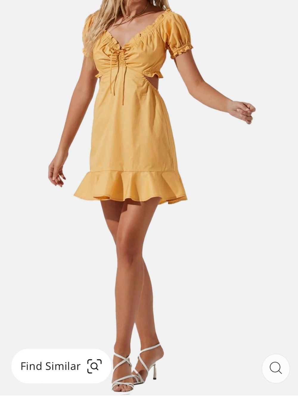 ASTR Verana Cutout Puff Sleeve Mini Dress In Orange Cream